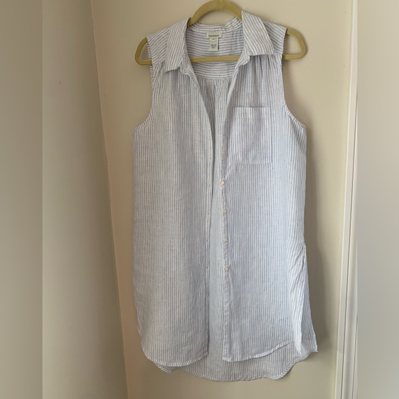 Sundance Classic Memories Blue & White Striped Linen Tunic Top Size Large Petite - Picture 14 of 15